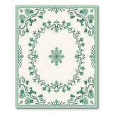 Elegant Green Floral Vine Medallion Rug