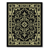 Ornate Gold on Black Traditional Persian Rug