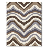 Layered Wave Brown Tan Geometric Area Rug