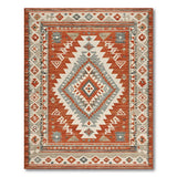 Red Terracotta Diamond Southwestern Area Rug
