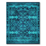 Blue and Teal Teal Heritage Tribal Area Rug
