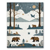 Starry Winter Forest Bears Kids Rug