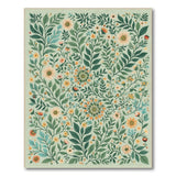 Lush Green Botanical Floral Area Rug