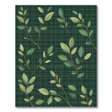 Green Plaid Leaf Area Rug