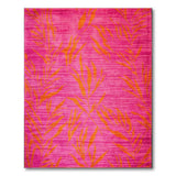 Vibrant Pink Orange Palm Leaf Area Rug