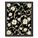 ODIKA Washable Baroque Floral Area Rug - Elegant Black & Gold Vintage Non-Slip Low Pile Rug