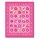 Vibrant Pink Floral Area Rug with Ornate Border
