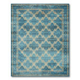 Teal Blue Geometric Trellis Area Rug