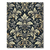 Black Gold Distressed Baroque Foliage Area Rug
