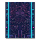 ODIKA Cyberpunk Circuit Board Washable Area Rug - Low Pile Non-Slip Gaming Decor
