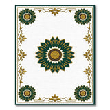 Emerald Green Gold Floral Medallion Area Rug