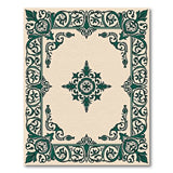 Ornate Teal Border Cream Area Rug