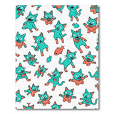 Playful Teal Cartoon Cats Area Rug