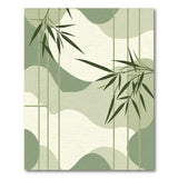 ODIKA Sage Green Bamboo Leaf Washable Rug - Low Pile Abstract Modern Non-Slip Area Rug