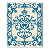Ornate Blue Scroll Floral Area Rug