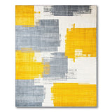 Brushstroke Yellow Grey Geometric Area Rug
