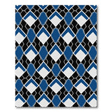 Navy Blue Interlocking Diamond Geometric Rug