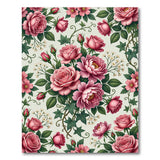 Vintage Pink Rose Garden Floral Area Rug