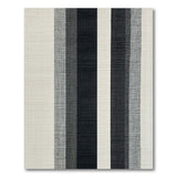 Bold Vertical Striped Black White Woven Rug