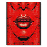 Pixelated Red Lips Geometric Area Rug