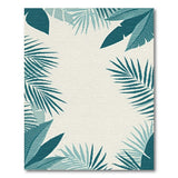 Teal Palm Leaf Coastal Coastal Beach Area Rug
