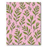 Vibrant Pink Leaf Pattern Area Rug
