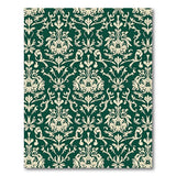 Emerald Green Damask Floral Vintage Rug