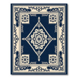 Navy Blue Ornate Persian Medallion Traditional Persian Rug