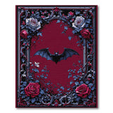 Gothic Bat Rose Red Area Rug