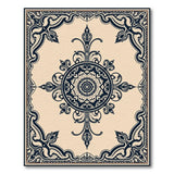 Ornate Black Mandala Beige Area Rug