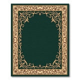 Elegant Green Area Rug with Ornate Gold Floral Border