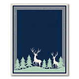Navy Blue Deer and Pine Forest Silhouette Rug
