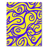 Vibrant Yellow Blue Swirl Abstract Area Rug
