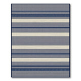 Navy Blue and Ivory Striped Woven Rug