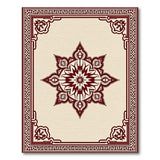 Beige and Neutral Cream Maroon Traditional Persian Mandala Rug