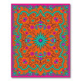 Vibrant Teal Orange Floral Persian Rug