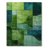 Teal and Lime Green Geometric Modern Area Rug