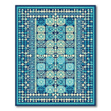 Blue and Teal Teal Navy Geometric Modern Area Rug