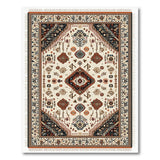 Ivory Persian Medallion Area Rug with Navy Rust
