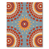 Teal Mandala Area Rug with Vibrant Floral Mandalas