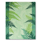 Green Lush Green Fern Border Area Rug