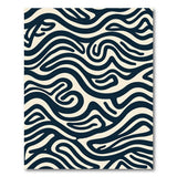 Abstract Wavy Black on Beige Area Rug