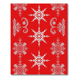 Red Snowflake Area Rug with Intricate White Patterns