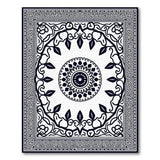 Black White Mandala Greek Key Area Rug