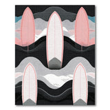 Pink Surfboard Waves Coastal Area Rug