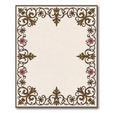 Beige and Neutral Ornate Floral Border Area Rug in Beige