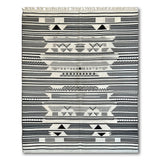 Black White Geometric Tribal Fringe Rug