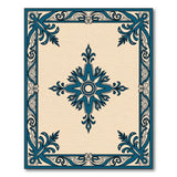 Elegant Teal Medallion Cream Area Rug