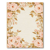 Pink Rose Floral Border Vintage Rug