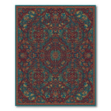 Teal Persian Medallion Area Rug with Gold Floral Accents
